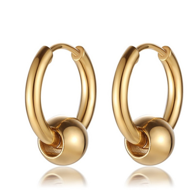 Factory Jewellery Stainless Steel 24k Gold Plated Hoop Ball Earring