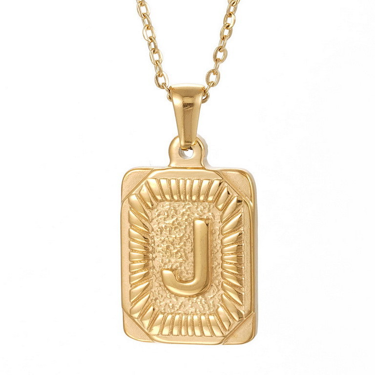 Hot selling men  18K gold square stainless steel letter pendant hip hop fashion English letter necklace