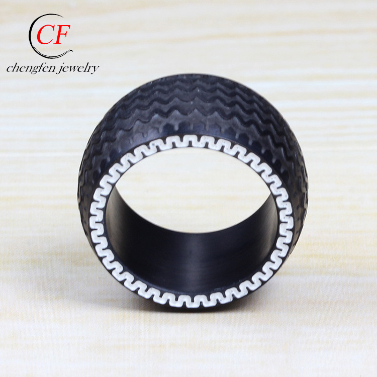 Chengfen Jewelry Factory Black Titanium Steel Ring Cool Men Ring Tire Ring