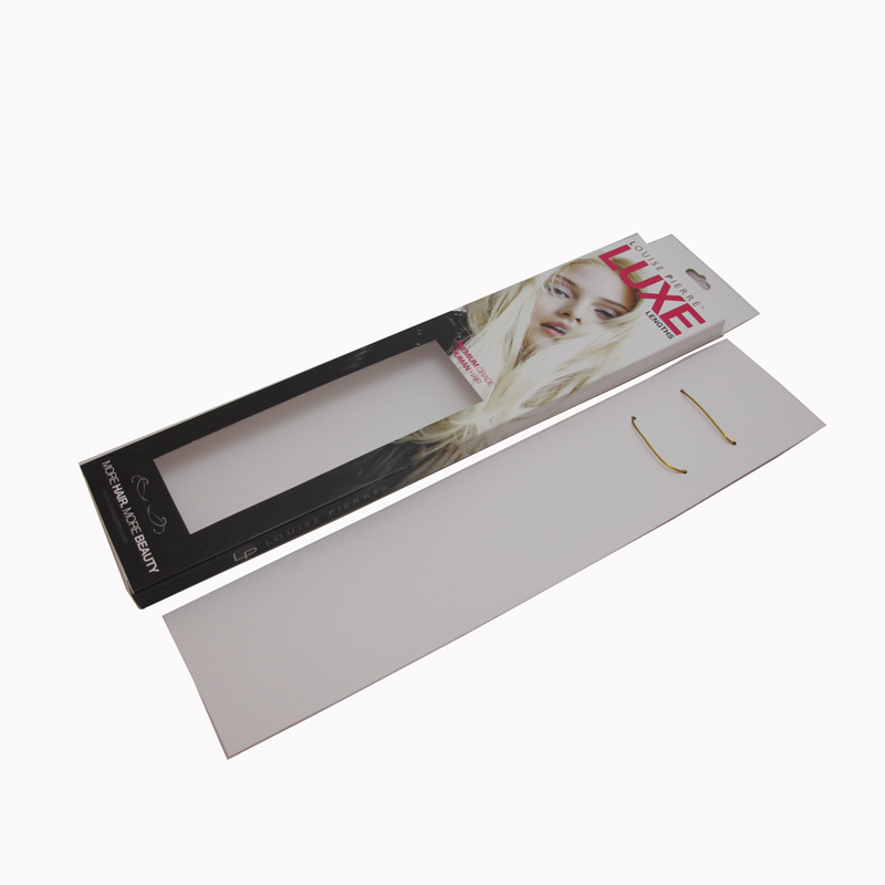 Customized Retail Box Hanging Hole Packaging For Wigs Box With Plastic Window  Paper Box Packaging