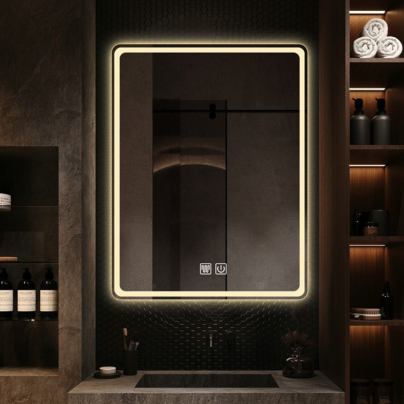 intelligent sandblast touch screen led bath smart battery operated led bathroom mirrors for bathroom