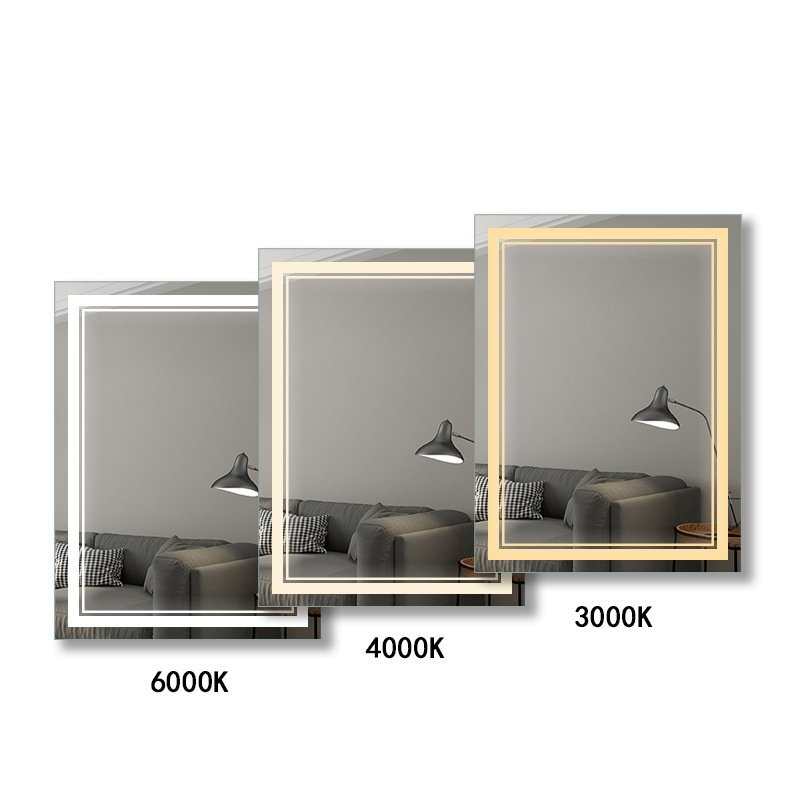 Frameless rectangle led mirror bluetooth bathroom mirror interior deco wall mirror with led light