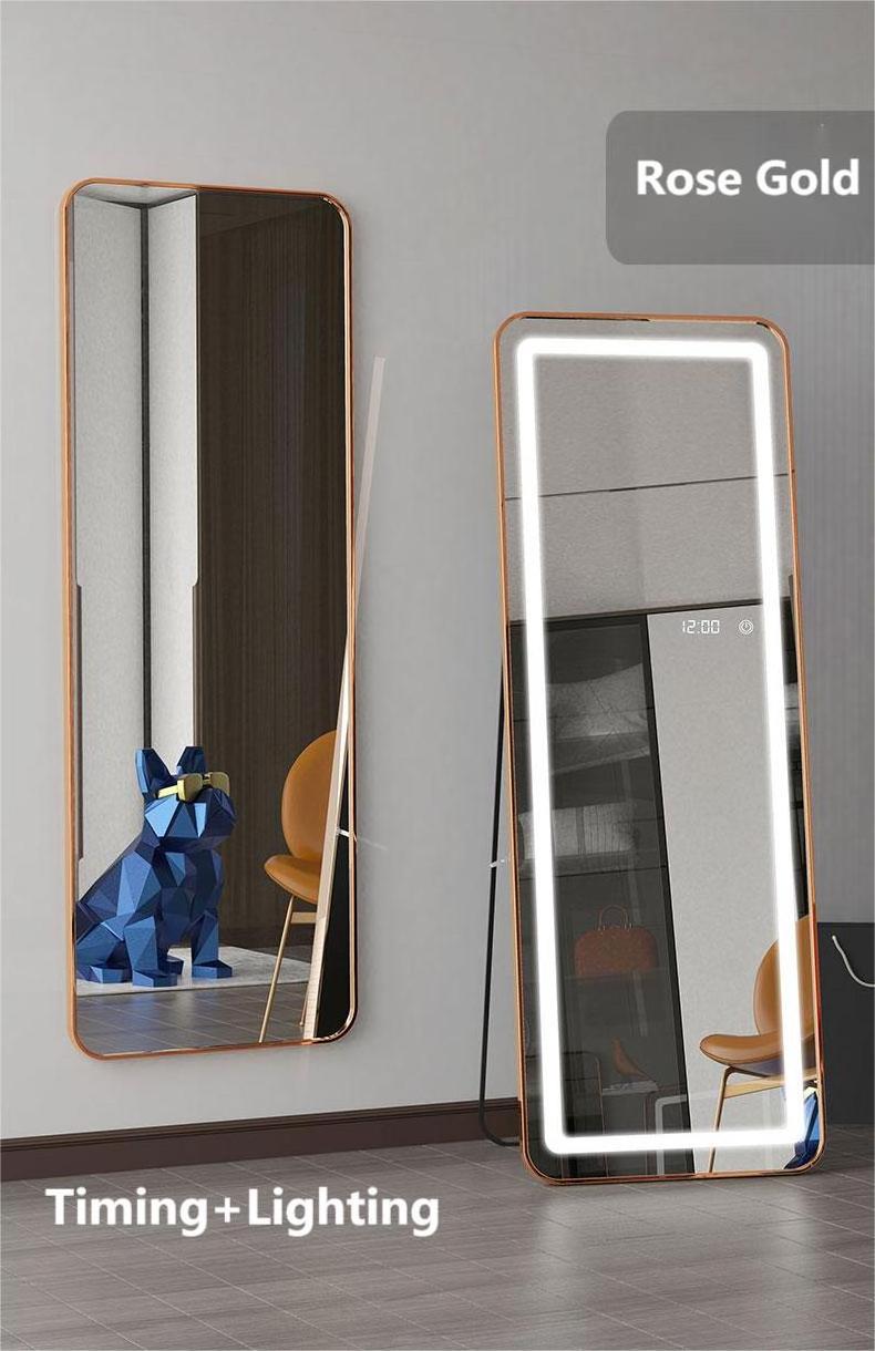 Manufactory touch Smart Floor Mirror With Light for bedroom Led Mirror With Stand Full Length Mirror Led