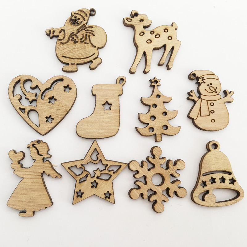 Wholesale 2022 Customized laser Christmas wooden decorations hanging pendant Christmas tree Decoration