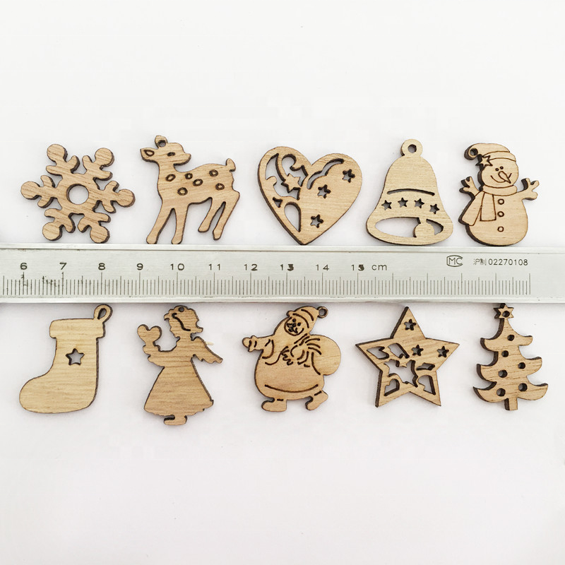 Wholesale 2022 Customized laser Christmas wooden decorations hanging pendant Christmas tree Decoration