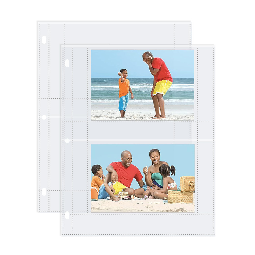 25 Pack 2 Pocket Photo Album Refill Sheets Fit For  4x6 Inch Photo Recipe Card Storage bag A4 Page Protector