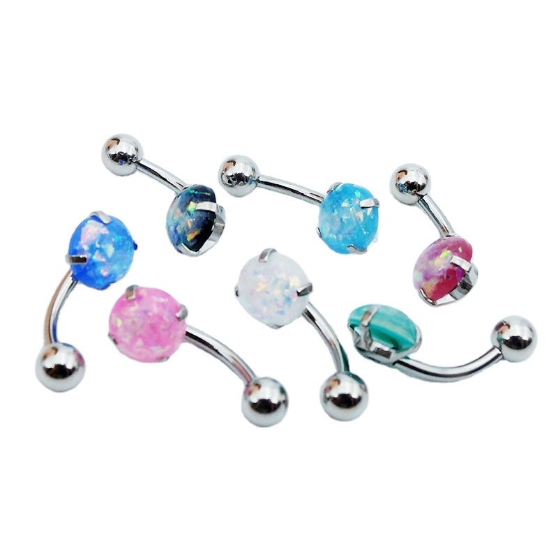 Stainless steel bely ring  Opal Balls Body Piercing Jewelry belly button rings