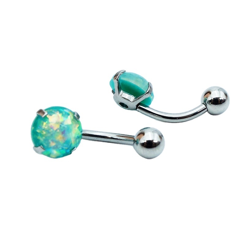 Stainless steel bely ring  Opal Balls Body Piercing Jewelry belly button rings