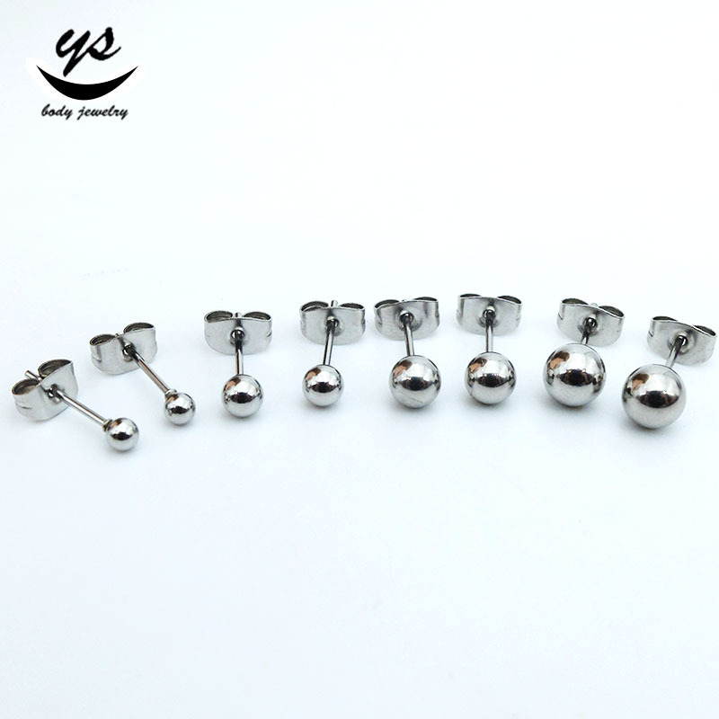 Stainless steel ball ear stud earrings cheap wholesale for men and women