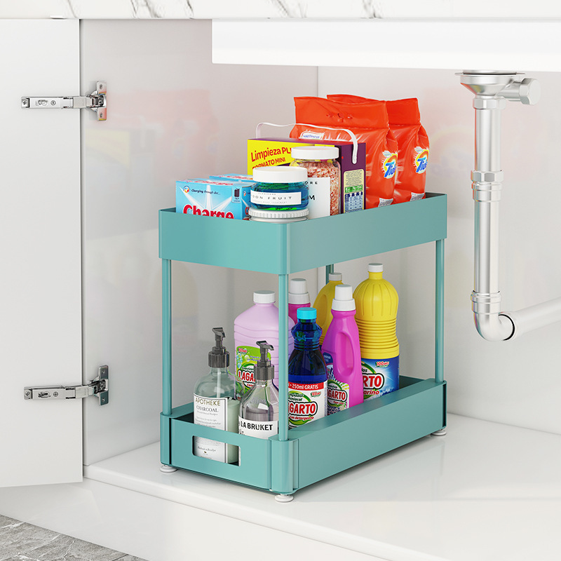 Quality Plastic Household Bathroom & Kitchen Storage Racks  Under The Sink Organizer Cabinet Drawer Organizer