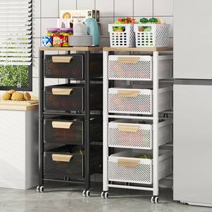 Household Organizer Metal High Quality Storage Rack Rotating Kitchen Living Room Trolley Fruit Vegetable Cart