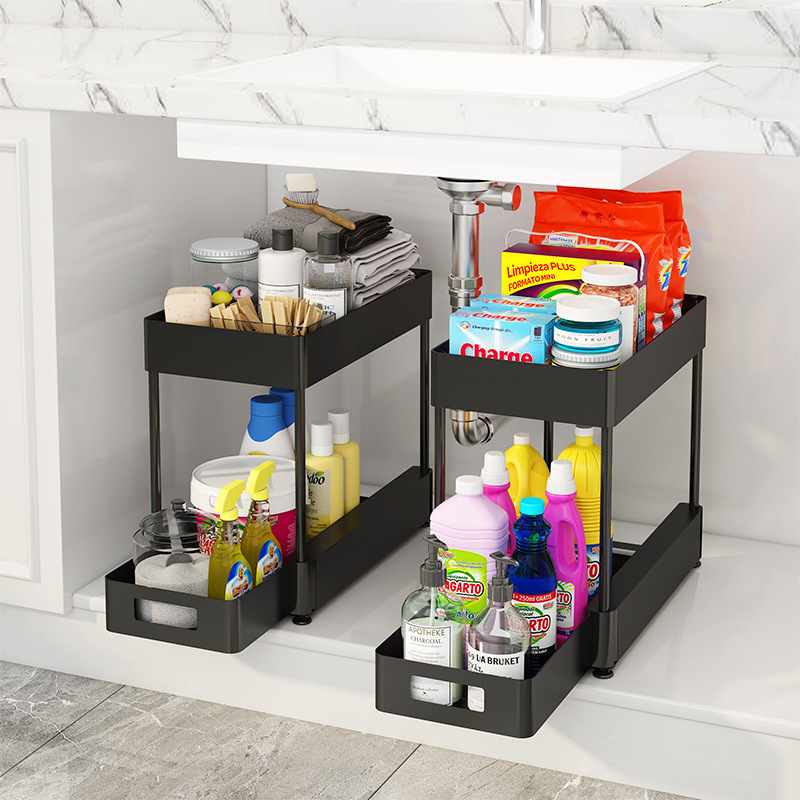 Quality Plastic Household Bathroom & Kitchen Storage Racks  Under The Sink Organizer Cabinet Drawer Organizer