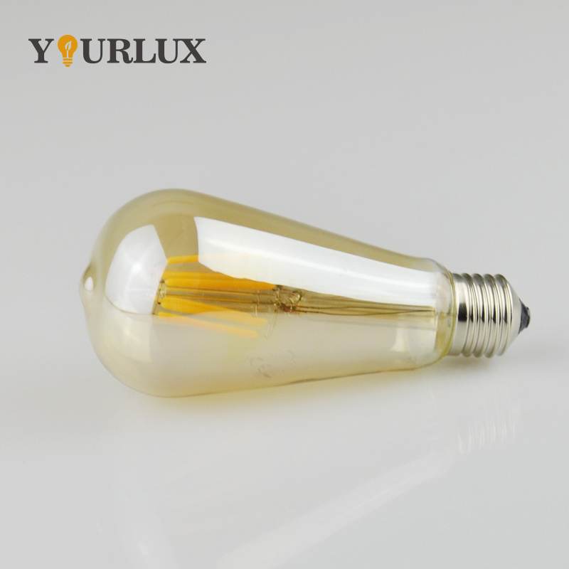 High Lumen E14 B22 E26 E27 ST64 Amber Clear Edison Retro Decorated LED Lamp Filament bulb