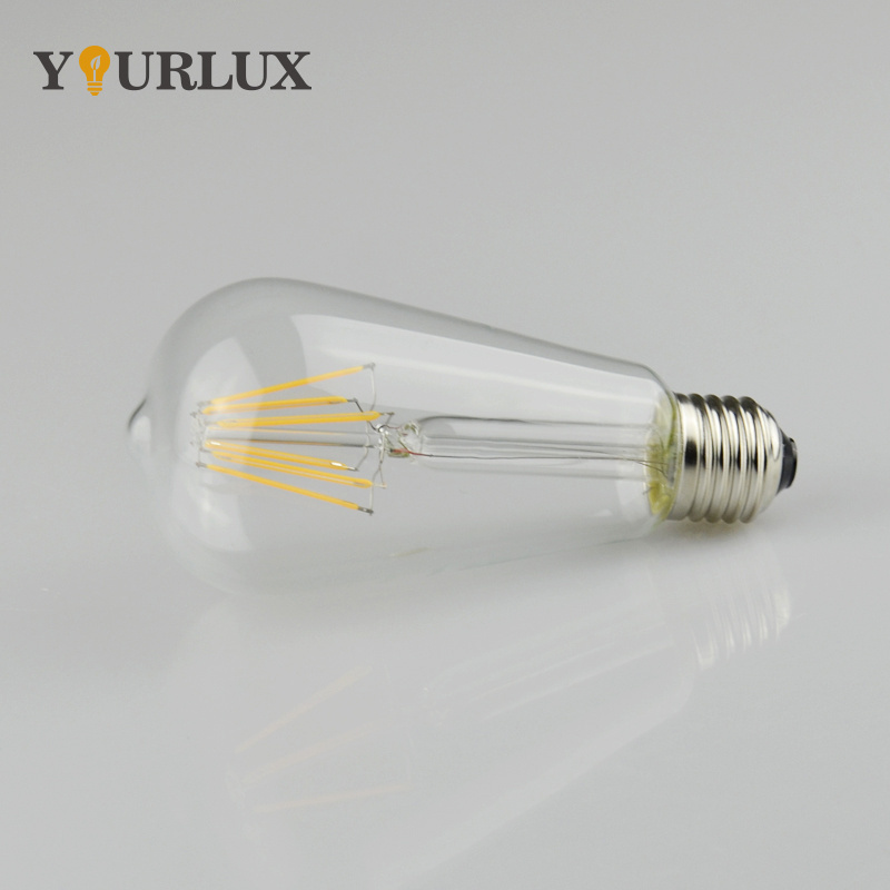 High Lumen E14 B22 E26 E27 ST64 Amber Clear Edison Retro Decorated LED Lamp Filament bulb