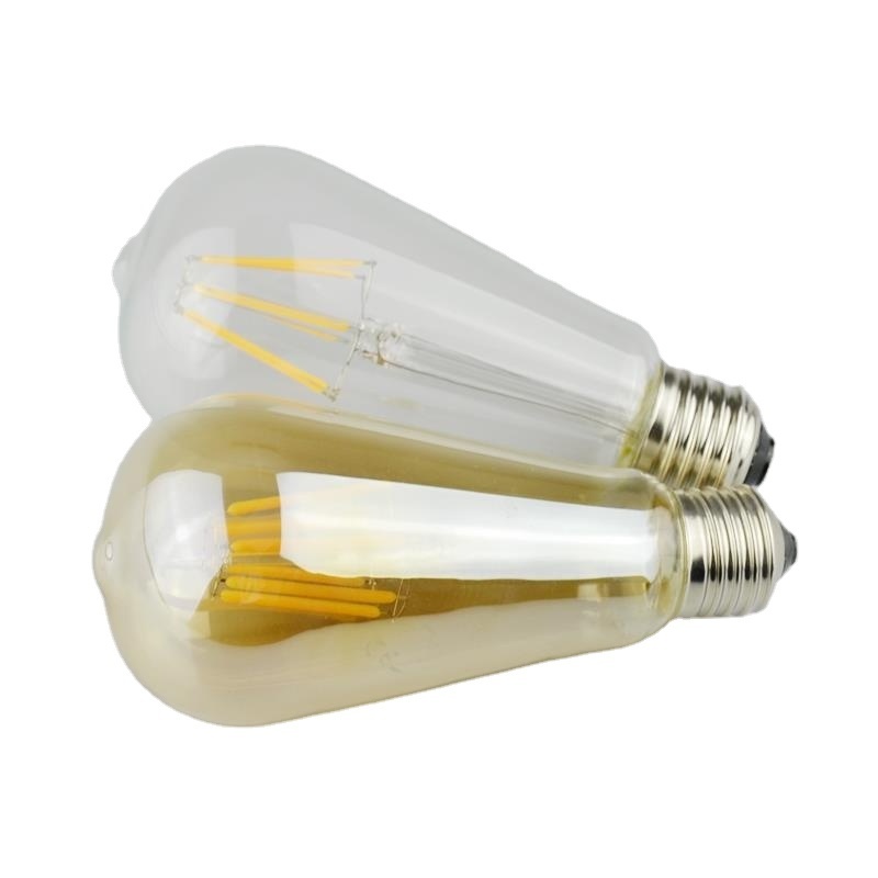 High Lumen E14 B22 E26 E27 ST64 Amber Clear Edison Retro Decorated LED Lamp Filament bulb