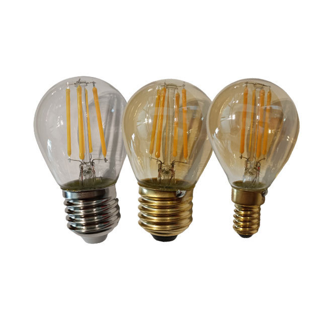 LED Filament Bulb AC220-240V Warm Yellow Amber 5W G45 Copper base E14 LED filament lamp