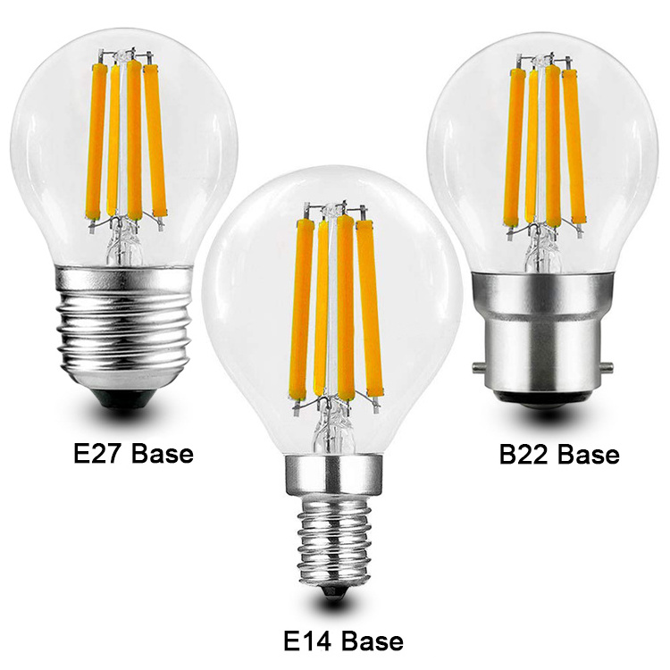 Residential Energy Saving E12 E14 E26 E27 LED Filament Bulb 360 Degree Warm Cool White G45 Clear Glass 2W 4W 5W Bulb Lighting