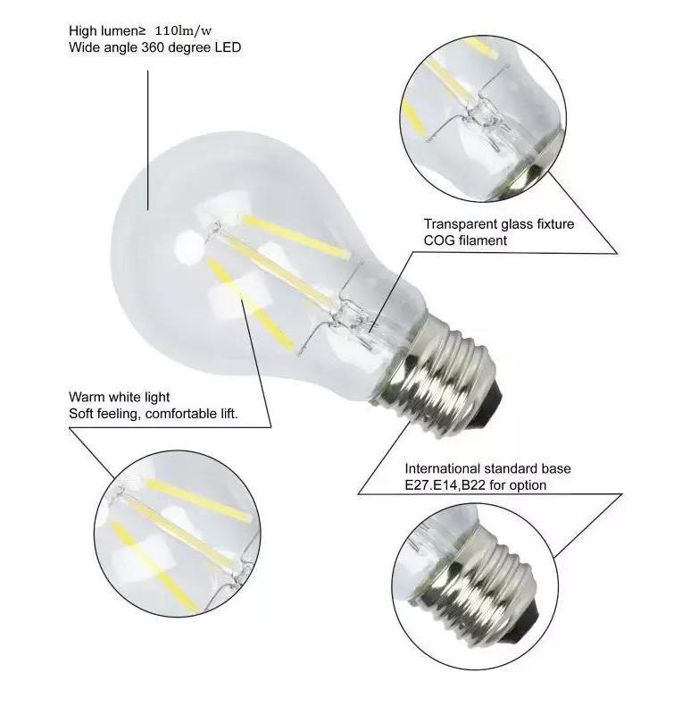 A19 A60 G45 C35 Led Filament Bulb