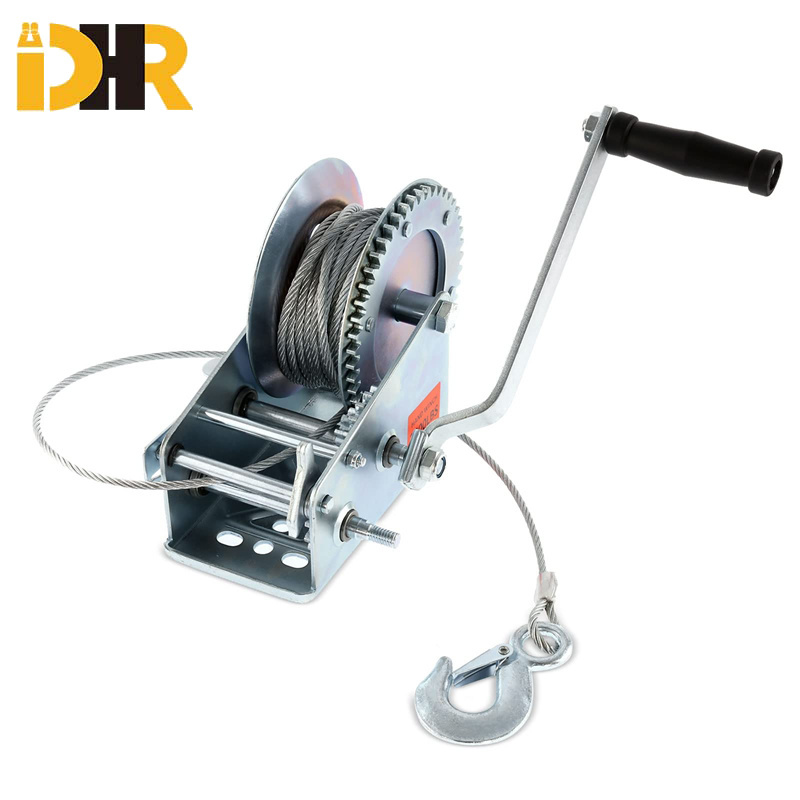 Factory Sale Heavy Duty Boat Trailer Manual Hand Gear Winch Crank With Strap Hook or Cable for ATV, Boat, Truck, Trailer