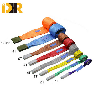 OEM Custom EN 1492-1 Double Ply Eye to Eye Polyester 10T 12T  Flat Webbing Sling For Cargo Lifting Strap