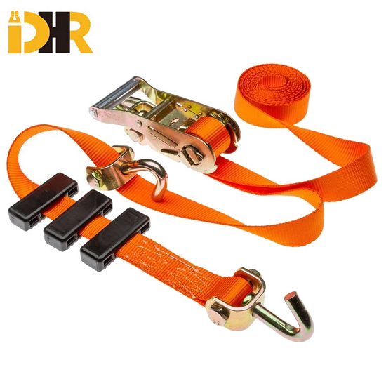 Wholesale Custom Logo Car Wheel Ratchet Tie Down Strap with Rubber Block  and Swivel J Hook Cargo Lashing Strap