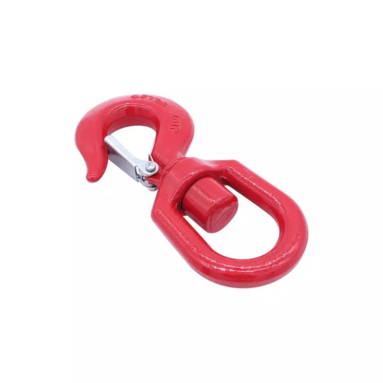 High Tensile Red G80 Forged Safety Hook Crane Swivel Hook with Safety Latch for Lifting