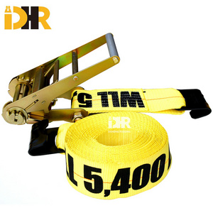 Manufacturers Custom 4 inch Heavy Duty Ratchet Tie Down Straps with Flat Hook for Truck Cargo Control Load Strap