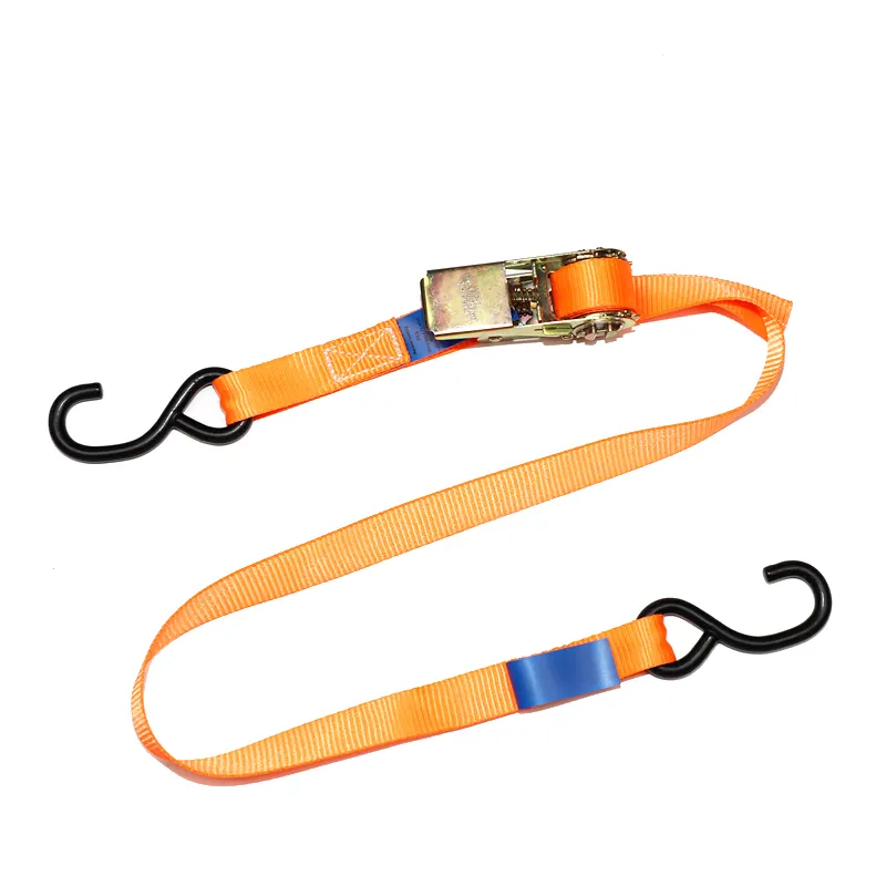 High Quantity Polyester Retractable Lashing Belt 1.5t Ratchet Tie Down Straps with Double J Hook