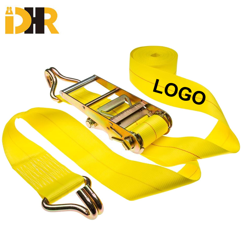 Manufacturers Custom 4 inch Heavy Duty Ratchet Tie Down Straps with Flat Hook for Truck Cargo Control Load Strap