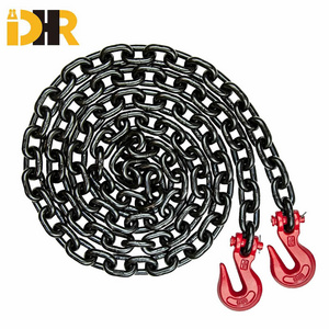 Factory G70 G80 G100 Black Heavy Duty Transport Chain Binder Chain With Grab Hooks