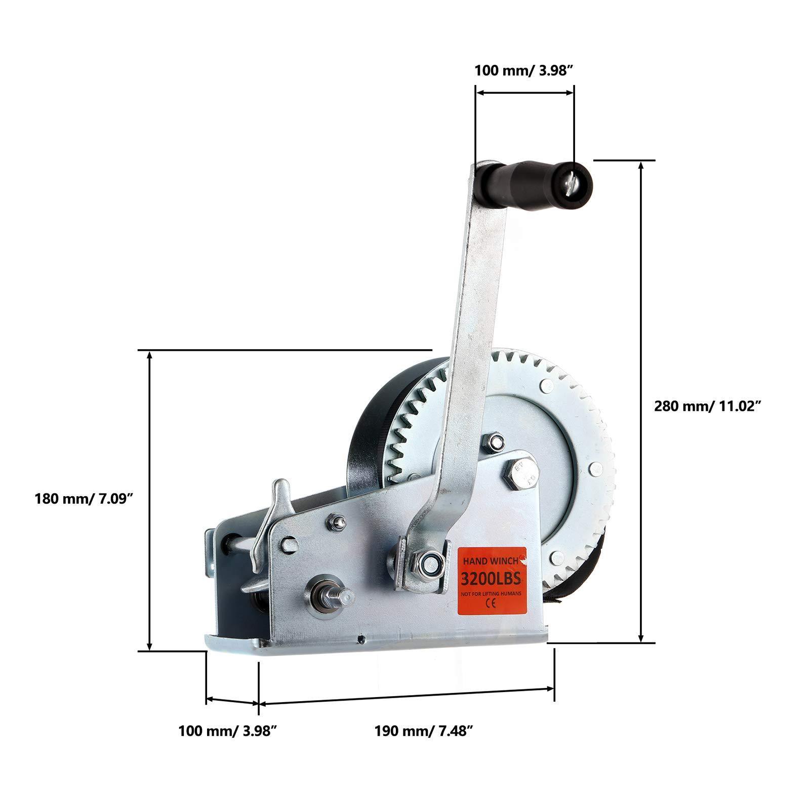 Factory Direct Heavy Duty Boat Trailer Manual Hand Gear Winch Crank With Strap Hook or Cable for ATV, Boat, Truck, Trailer