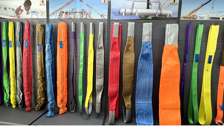 Factory Custom Heavy Duty Double Ply Eye to Eye 100% Polyester 1-12 Ton Flat Webbing Sling Belt For Cargo Lifting Sling Straps