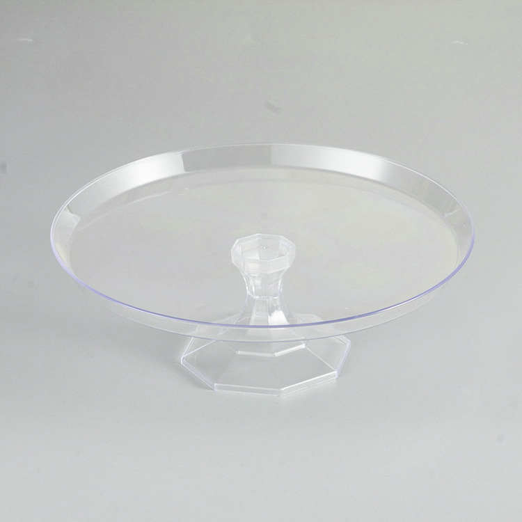 Disposable Crystal Plastic Dim Sum Decoration Cake Tools Plastic Small Middle Big Size Plate Tray For Cake