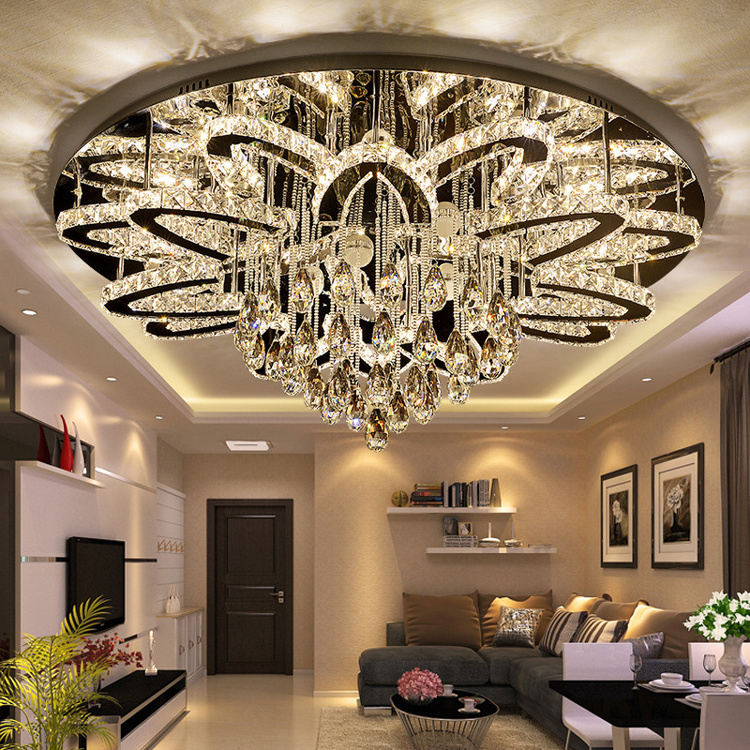 Flush Mount Ceiling Lights Crystal Ceiling Mount Light Stainless Steel 90 Lamp Ceiling Round Pendant Lights Farmhouse 3 Years