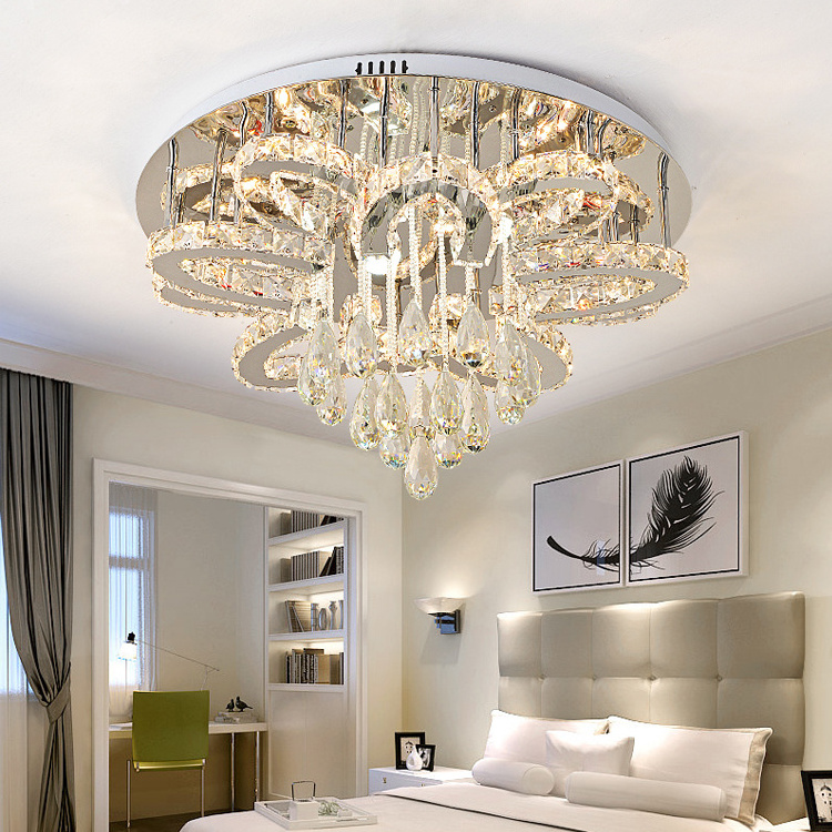 Flush Mount Ceiling Lights Crystal Ceiling Mount Light Stainless Steel 90 Lamp Ceiling Round Pendant Lights Farmhouse 3 Years