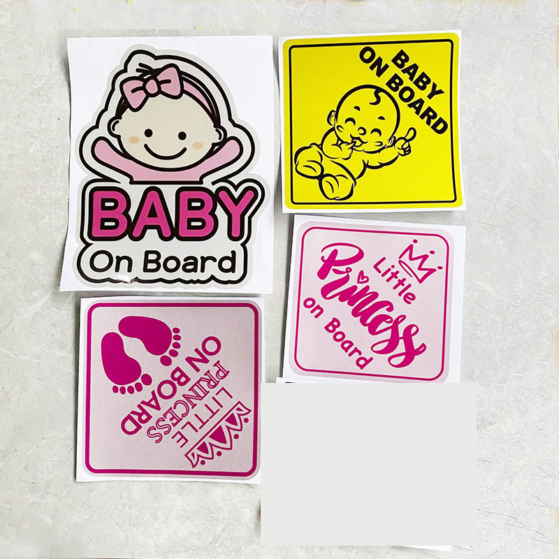 Custom Baby On Board Car Stickers Car reflective cartoon baby warning sticker body decoration sticker