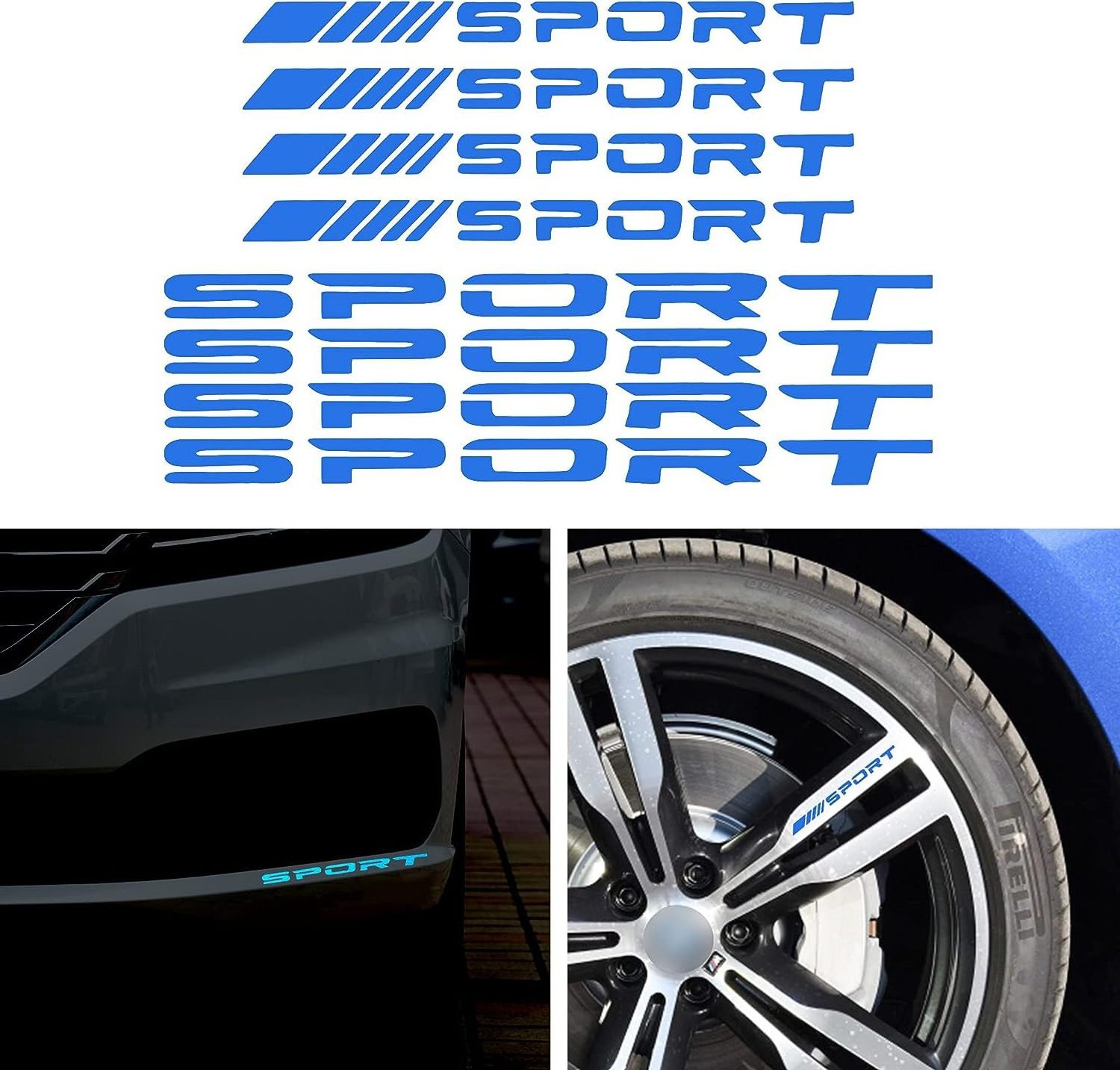 Sport Logo Car Rear Stickers & Mirror Decals Auto Wheel Reflective Personality Stripes Wheel Rim Decor Stickers