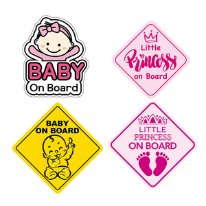 Custom Baby On Board Car Stickers Car reflective cartoon baby warning sticker body decoration sticker