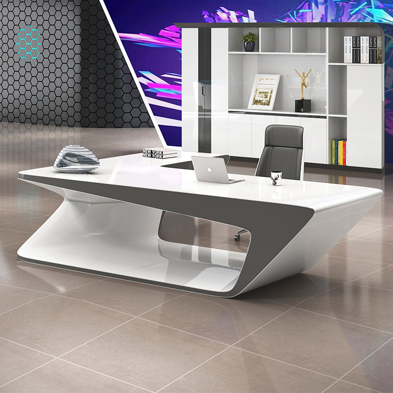 Hot Selling Fashion Simple Paint Boss Desk Special-shaped Designer Office Table Italian Light Luxury Creative Office Desk for Bo