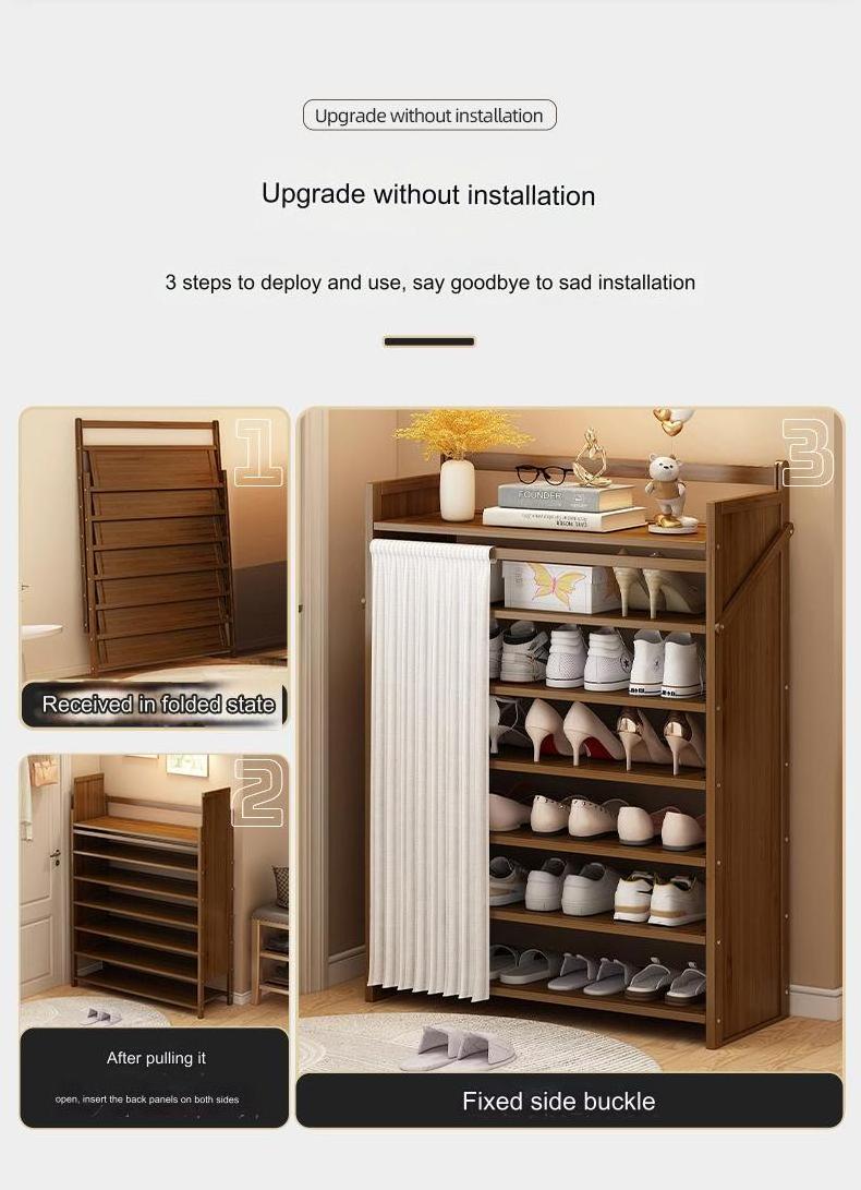 Living room furniture wooden folding Shoe Cabinet Storage Organizer foldable Shoe Rack for home