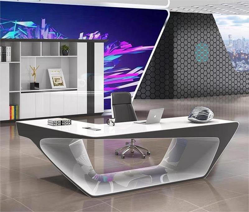 Hot Selling Fashion Simple Paint Boss Desk Special-shaped Designer Office Table Italian Light Luxury Creative Office Desk for Bo