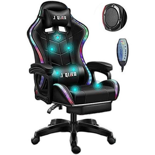 Red led rgb computer PC game chair gaming pu leather silla gamer massage racing gaming chair with lights and speakers