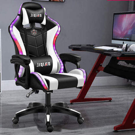 Red led rgb computer PC game chair gaming pu leather silla gamer massage racing gaming chair with lights and speakers