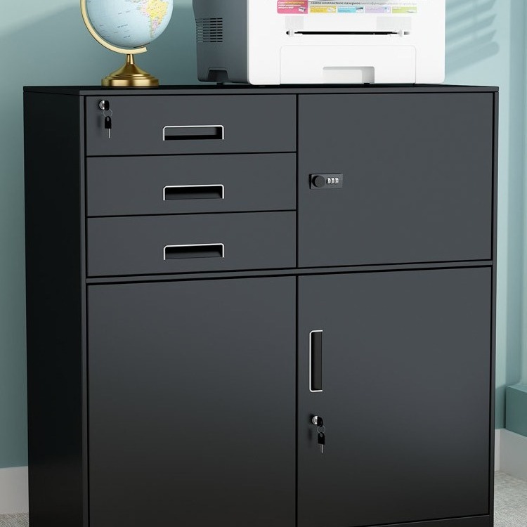 Modern steel and metal movable short cabinets with locks and keys, office cabinets, file filling cabinets