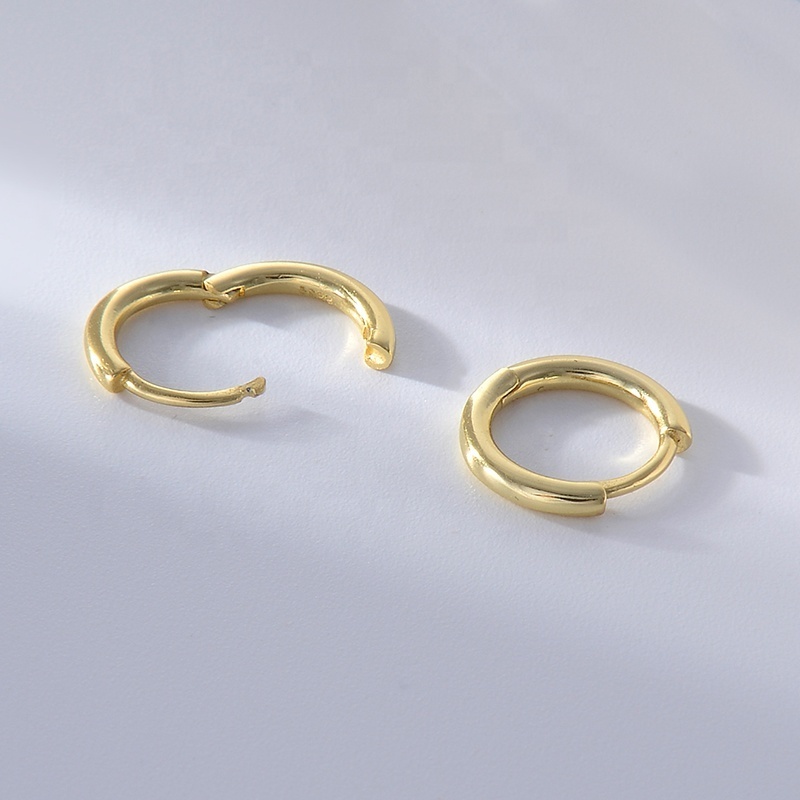 925 sterling silver round high quality hoop earrings 18k gold plated small huggie earrings women men