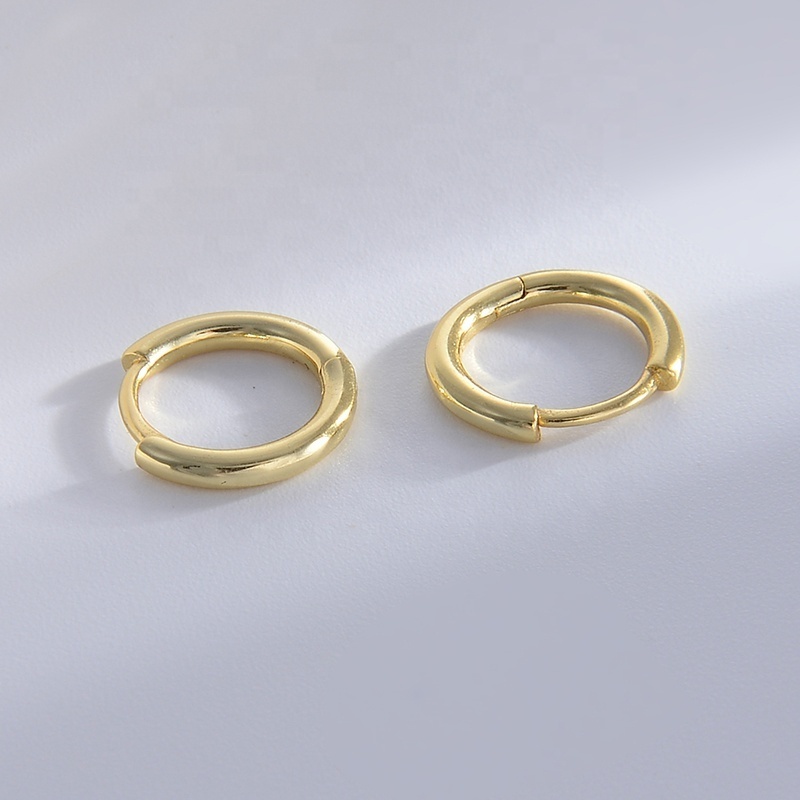 925 sterling silver round high quality hoop earrings 18k gold plated small huggie earrings women men