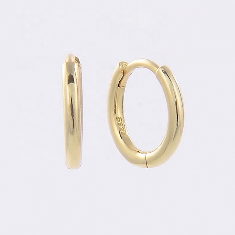 925 sterling silver round high quality hoop earrings 18k gold plated small huggie earrings women men