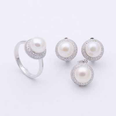 DiFeiYa hot sale freshwater pearl 925 sterling silver pendant necklace charms jewelry set