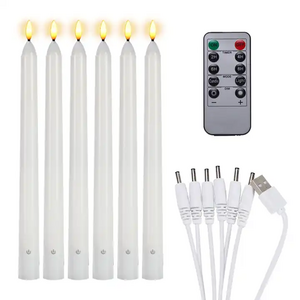 Hot Sales High Quality LED Home Decoration 3D Real Flame LED Candle Stick 10 Key Remote Control Rechargeable LED Taper Candle