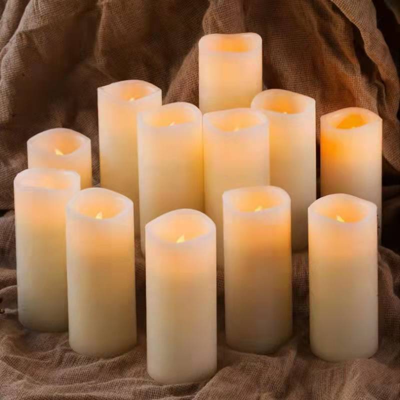 Wedding Decoration Set of 9 Remote Control With Battery Operated Decorative Led Candles Real Wax Pillar Flameless Candles Lights